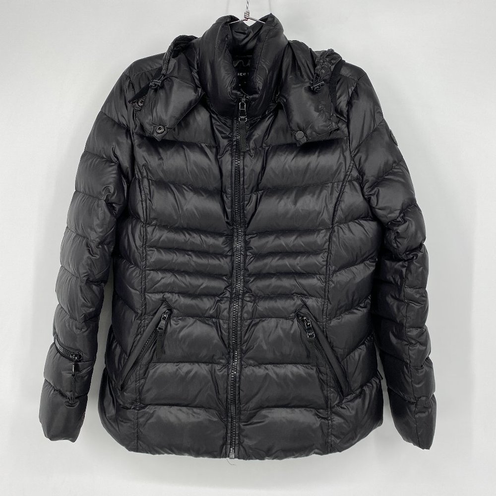 Andrew Marc Black Puffy Hooded Parka Jacket